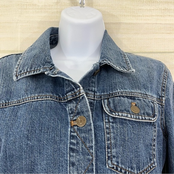 Lauren Jeans Co Denim Medium Wash Crop Denim Jacket - Picture 2 of 10